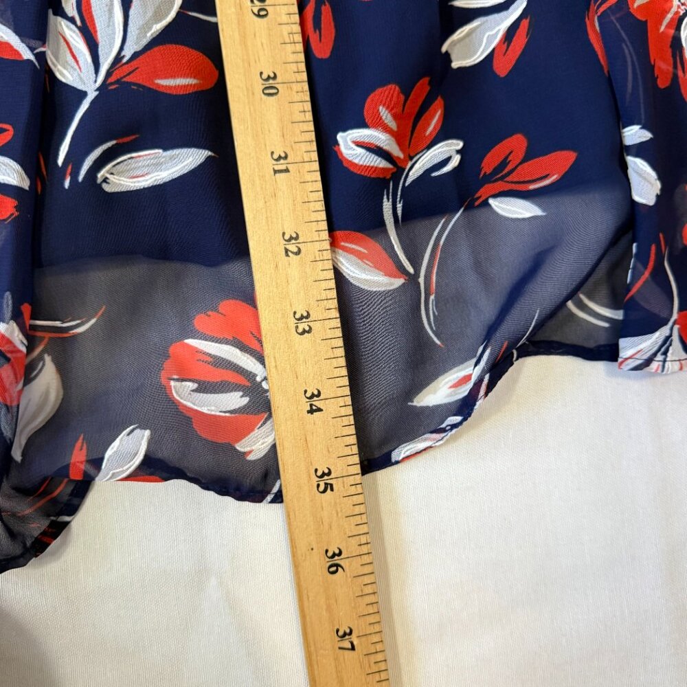 Signature by Robbie Bee Navy Red Floral Halter Dress Size 6 Summer - Picture 8 of 10